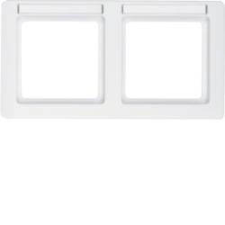 10226019 Frame 2gang horizontal with labelling field,  Berker Q.1, polar white velvety