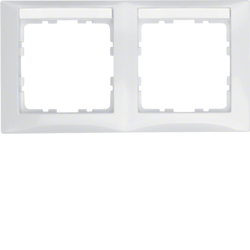 10228919 Frame 2gang horizontal with labelling field,  Berker S.1, polar white glossy
