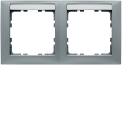 10229959 Frame 2gang horizontal with labelling field,  Berker S.1, aluminium matt