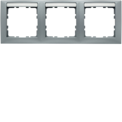 10239959 Frame 3gang horizontal with labelling field,  Berker S.1, aluminium matt