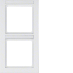 10526099 Frame 2gang vertical with labelling field,  Berker Q.3, polar white velvety
