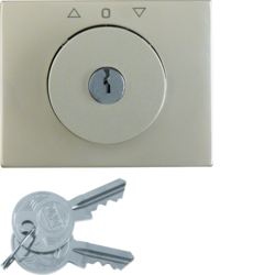 10797104 Centre plate with lock and push lock function for switch for blinds Key can be removed in 0 position,  Berker K.5, stainless steel,  metal matt finish