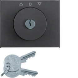 10797206 Centre plate with lock and push lock function for switch for blinds Key can be removed in 3 positions,  Berker K.1, anthracite matt,  lacquered
