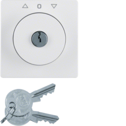 10816089 Centre plate with lock and push lock function for switch for blinds Key can be removed in 0 position,  polar white velvety
