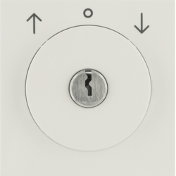 10818982 Centre plate with lock and push lock function for switch for blinds Key can be removed in 0 position,  Berker S.1/B.3/B.7, white glossy