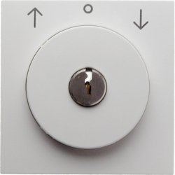 10818989 Centre plate with lock and push lock function for switch for blinds Key can be removed in 0 position,  polar white glossy