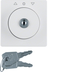 10826089 Centre plate with lock and push lock function for switch for blinds Key can be removed in 3 positions,  polar white velvety