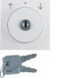 10831909 Centre plate with lock and touch function for switch for blinds Key can be removed in 0 position,  polar white matt