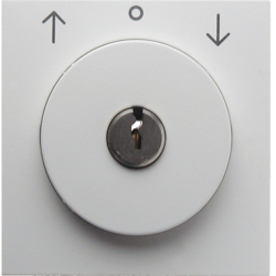 10838989 Centre plate with lock and touch function for switch for blinds Key can be removed in 0 position,  Berker S.1/B.3/B.7, polar white glossy