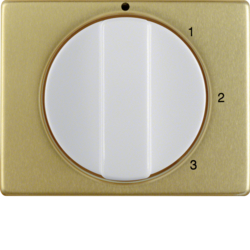 10870102 Centre plate with rotary knob for 3-step switch with neutral-position,  Berker Arsys,  gold/polar white,  matt/glossy,  aluminium anodised