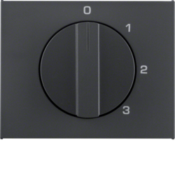 10877106 Centre plate with rotary knob for 3-step switch with neutral-position,  Berker K.1, anthracite matt,  lacquered
