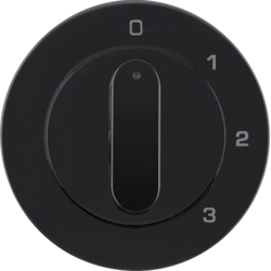 10962045 Centre plate with rotary knob for 3-step switch with neutral-position,  Berker R.1/R.3/R.8, black glossy