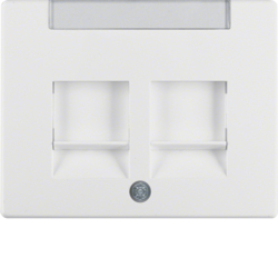 11820069 Centre plate with 2 dust protection sliders Labelling field,  Berker Arsys,  polar white glossy