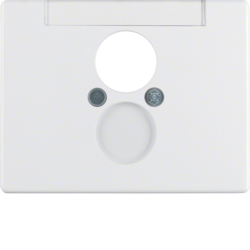 11850069 Centre plate for loudspeaker socket outlet with labelling field,  Berker Arsys,  polar white glossy