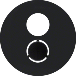 11962045 Centre plate for loudspeaker socket outlet Berker R.1/R.3/R.8, black glossy