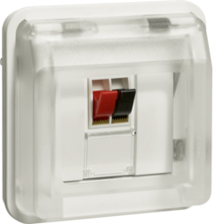 11963522 Loudspeaker connection boxes-insert with hinged cover surface-mounted/flush-mounted with labelling field,  Berker W.1, polar white matt