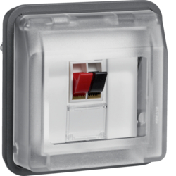 11963525 Loudspeaker connection boxes-insert with hinged cover surface-mounted/flush-mounted with labelling field,  Berker W.1