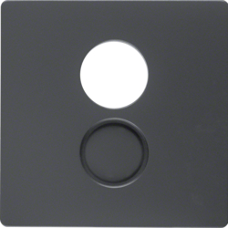 11966086 Centre plate for loudspeaker socket outlet Berker Q.1/Q.3/Q.7/Q.9, anthracite velvety,  lacquered