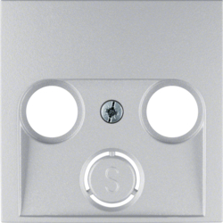 12031404 Centre plate for aerial socket 2-/3hole Berker S.1/B.3/B.7, aluminium,  matt,  lacquered