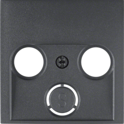 12031606 Centre plate for aerial socket 2-/3hole Berker S.1/B.3/B.7, anthracite,  matt
