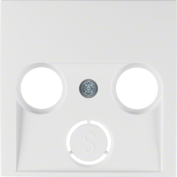 12031909 Centre plate for aerial socket 2-/3hole Berker S.1/B.3/B.7, polar white matt