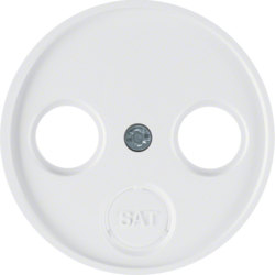 12032089 Centre plate for aerial socket 2-/3hole Berker R.1/R.3/R.classic,  polar white glossy