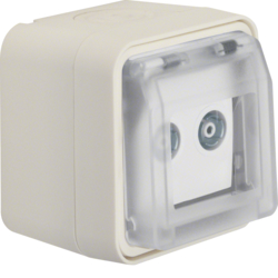 12033512 Aerial socket 2hole with hinged cover surface-mounted,  single socket Berker W.1, polar white matt