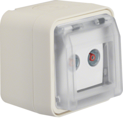 12033522 Aerial socket 2hole with hinged cover surface-mounted,  throughpass socket Berker W.1, polar white matt