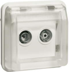 12033542 Aerial sockets insert 2hole with hinged cover surface-mounted,  single socket Berker W.1, polar white matt