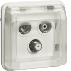 12033562 Aerial sockets insert 3hole with hinged cover surface-mounted,  single socket Berker W.1, polar white matt