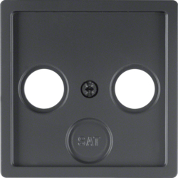 12036086 Centre plate for aerial socket 2-/3hole Berker Q.1/Q.3/Q.7/Q.9, anthracite velvety,  lacquered