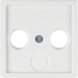 12036089 Centre plate for aerial socket 2-/3hole Berker Q.1/Q.3/Q.7/Q.9, polar white velvety