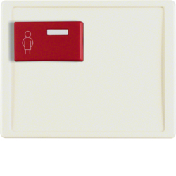 12160002 Centre plate with red button at top Berker Arsys,  white glossy