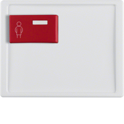 12160069 Centre plate with red button at top Berker Arsys,  polar white glossy