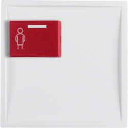 12169909 Centre plate with red button at top polar white matt