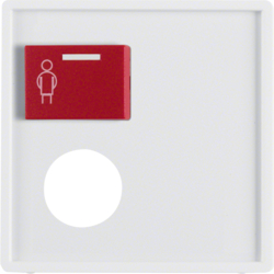 12176089 Centre plate with plug-in opening,  red button at top polar white velvety