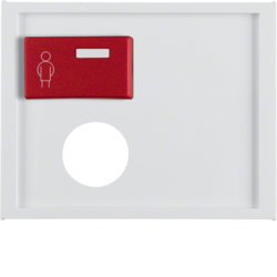 12177009 Centre plate with plug-in opening,  red button at top Berker K.1, polar white glossy