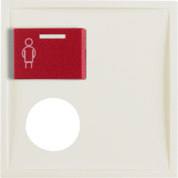 12178982 Centre plate with plug-in opening,  red button at top white glossy