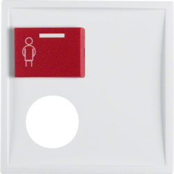 12178989 Centre plate with plug-in opening,  red button at top polar white glossy
