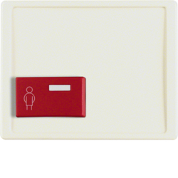 12190002 Centre plate with red button at bottom Berker Arsys,  white glossy