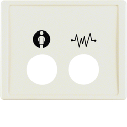 12420002 Centre plate with 2 plug-in openings and imprinted symbols,  for call unit Berker Arsys,  white glossy