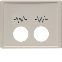 12440002 Centre plate with 2 plug-in openings and imprint,  for call unit Berker Arsys,  white glossy