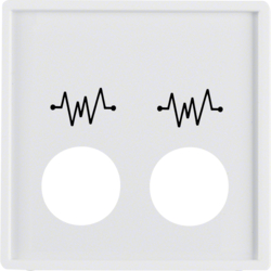12446089 Centre plate with 2 plug-in openings and imprint,  for call unit Berker Q.1/Q.3/Q.7/Q.9, polar white velvety