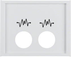 12447109 Centre plate with 2 plug-in openings and imprint,  for call unit Berker K.1, polar white glossy