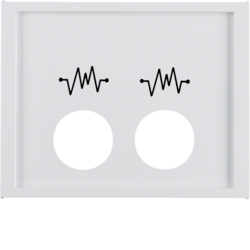 12447109 Centre plate with 2 plug-in openings and imprint,  for call unit Berker K.1, polar white glossy