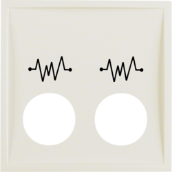 12448982 Centre plate with 2 plug-in openings and imprint,  for call unit white glossy