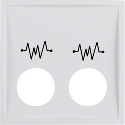 12448989 Centre plate with 2 plug-in openings and imprint,  for call unit polar white glossy