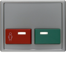 12499004 Centre plate with red + green button Berker Arsys,  stainless steel matt,  lacquered