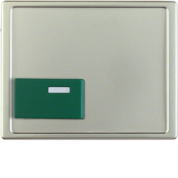 12519004 Centre plate with green button Berker Arsys,  stainless steel matt,  lacquered