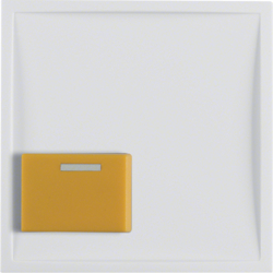12528989 Centre plate with yellow button Berker S.1/B.3/B.7, polar white glossy